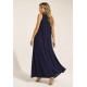 Vestido Longo Acará Malha Azul Marinho