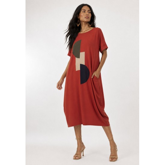 Vestido Amora Malha Midi Plus Terracota