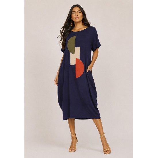 Vestido Amora Malha Midi Plus Azul