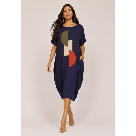 Vestido Amora Malha Midi Plus Azul