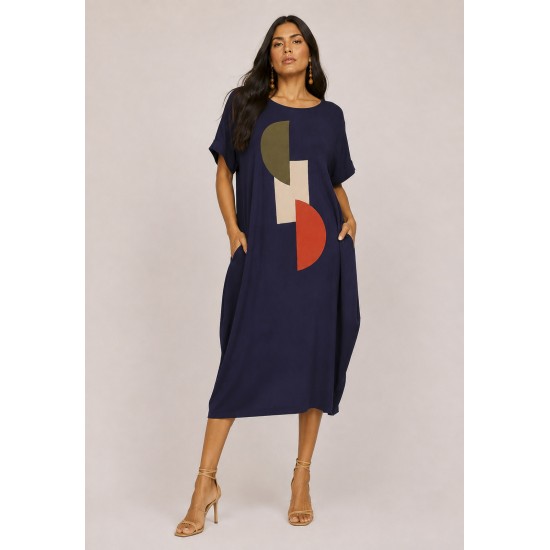 Vestido Amora Malha Midi Plus Azul