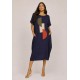 Vestido Amora Malha Midi Plus Azul