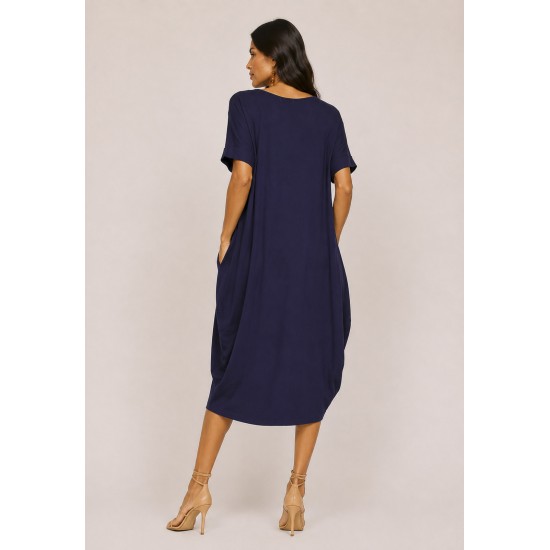Vestido Amora Malha Midi Plus Azul