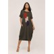 Vestido Amora Malha Midi Plus Verde Oliva