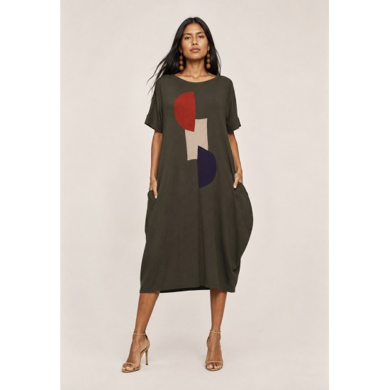 Vestido Amora Malha Midi Plus Verde Oliva