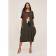 Vestido Amora Malha Midi Plus Verde Oliva