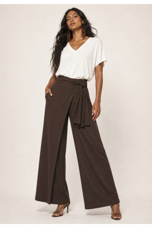 Calça Transpasse Nadi Pantalona Marrom