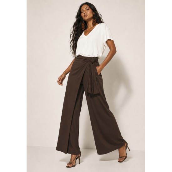 Calça Transpasse Nadi Pantalona Marrom