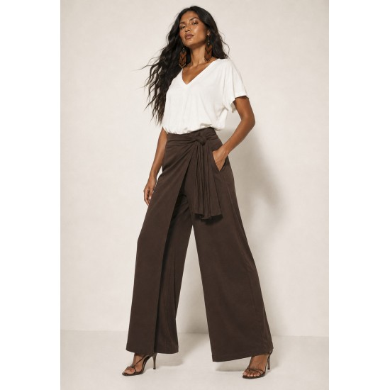 Calça Transpasse Nadi Pantalona Marrom