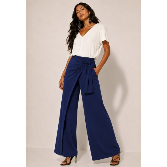 Calça Transpasse Nadi Pantalona Azul Marinho