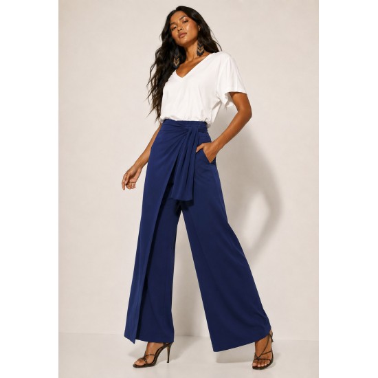 Calça Transpasse Nadi Pantalona Azul Marinho