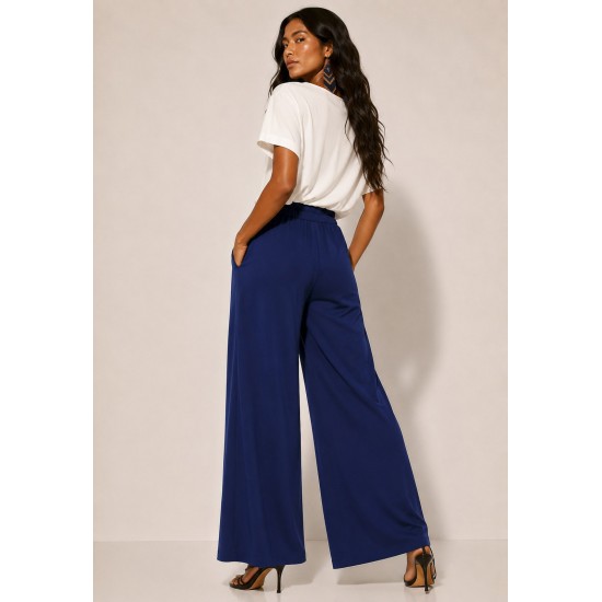 Calça Transpasse Nadi Pantalona Azul Marinho