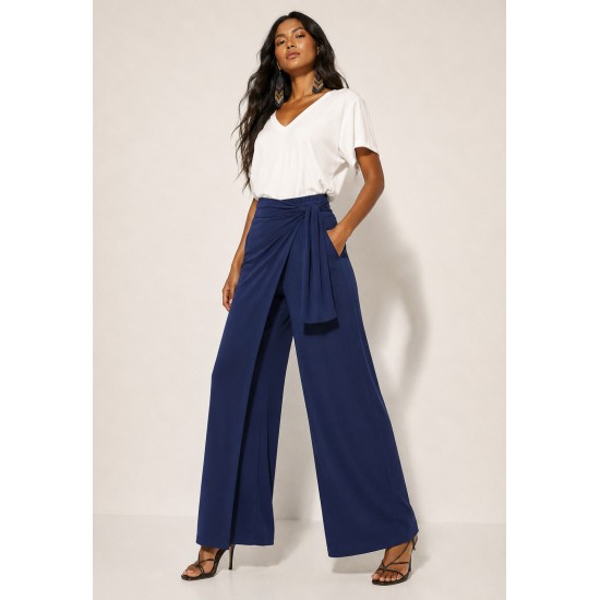 Calça Transpasse Nadi Pantalona Azul Marinho