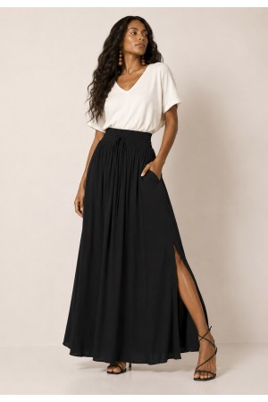 Saia Longa Viscose Preta