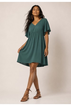 Vestido Curto Viscose Rodado Verde