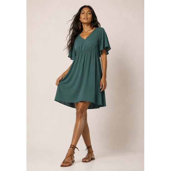 Vestido Curto Viscose Rodado Verde