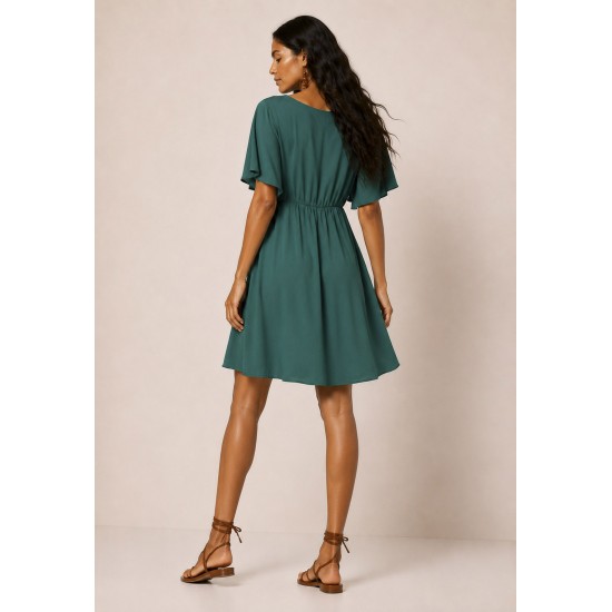 Vestido Curto Viscose Rodado Verde