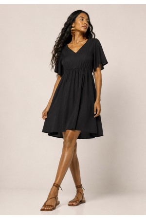 Vestido Curto Viscose Rodado Preto