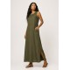 Vestido Longo Linho com Viscose com Bolso Verde