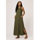 Vestido Longo Linho com Viscose com Bolso Verde