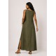 Vestido Longo Linho com Viscose com Bolso Verde