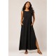 Vestido Longo Linho com Viscose com Bolso Preto