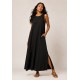 Vestido Longo Linho com Viscose com Bolso Preto
