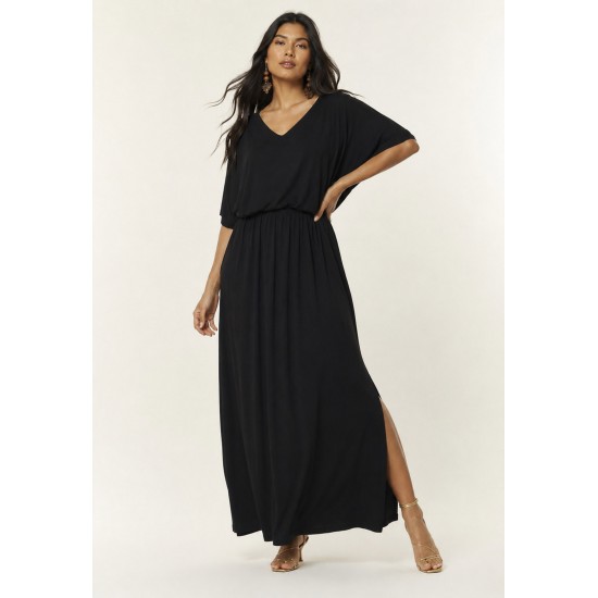 Vestido Longo Morcego Malha Preto