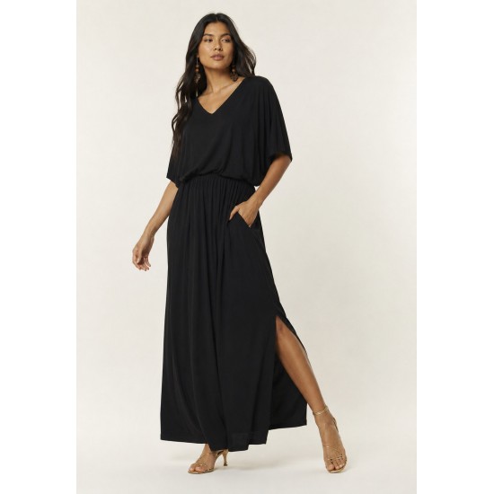 Vestido Longo Morcego Malha Preto