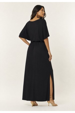 Vestido Longo Morcego Malha Preto