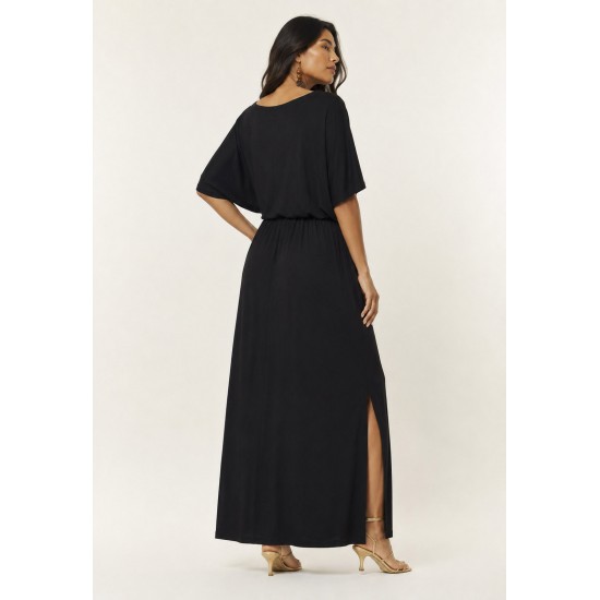 Vestido Longo Morcego Malha Preto