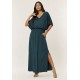 Vestido Longo Morcego Malha Verde Petroleo