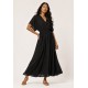 Vestido Midi Viscose Morcego Parati com Elástico Preto