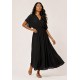 Vestido Midi Viscose Morcego Parati com Elástico Preto