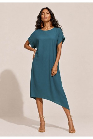 Vestido Midi Plano Verde