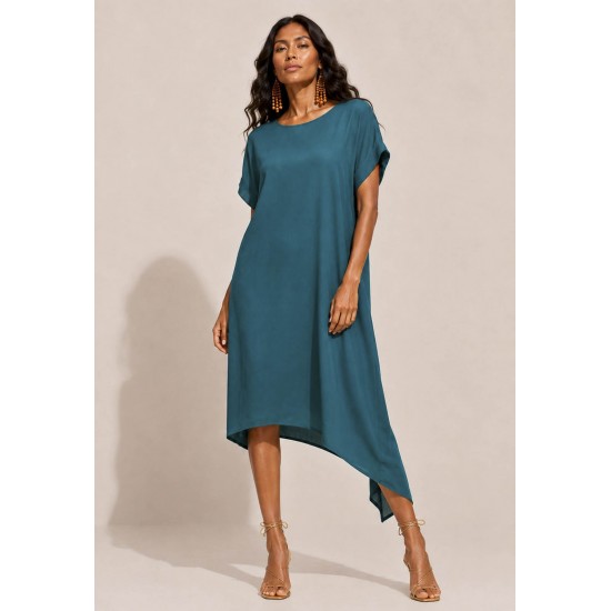 Vestido Midi Plano Verde