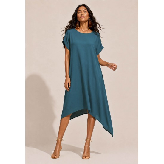 Vestido Midi Plano Verde