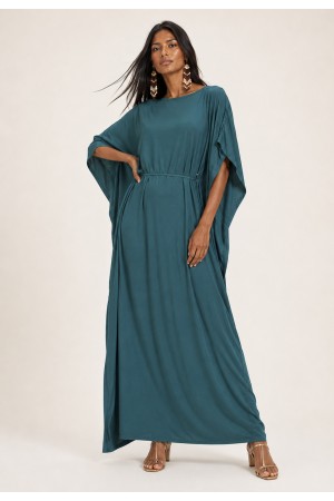 Vestido Kaftan Viscose Longo Verde 