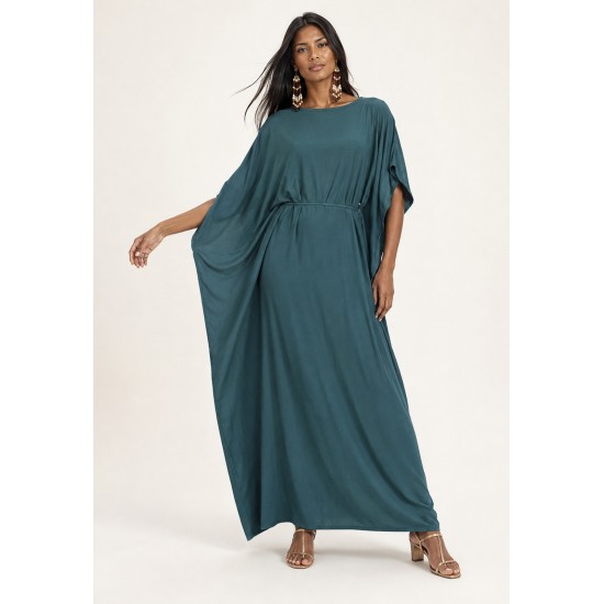 Vestido Kaftan Viscose Longo Verde 