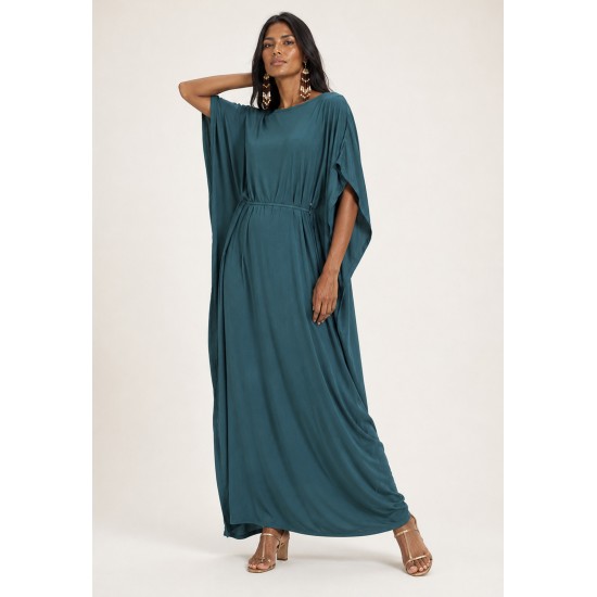 Vestido Kaftan Viscose Longo Verde 