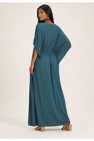 Vestido Kaftan Viscose Longo Verde 