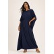 Vestido Kaftan Linho com Viscose Longo Azul