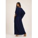 Vestido Kaftan Linho com Viscose Longo Azul
