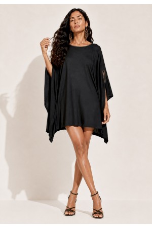 Vestido Kaftan Malha Glória Curto Preto 