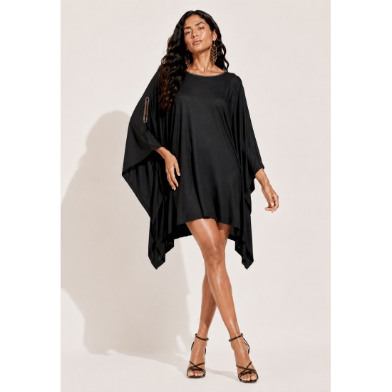 Vestido Kaftan Malha Glória Curto Preto 