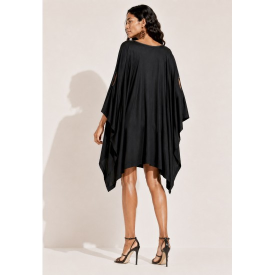 Vestido Kaftan Malha Glória Curto Preto 