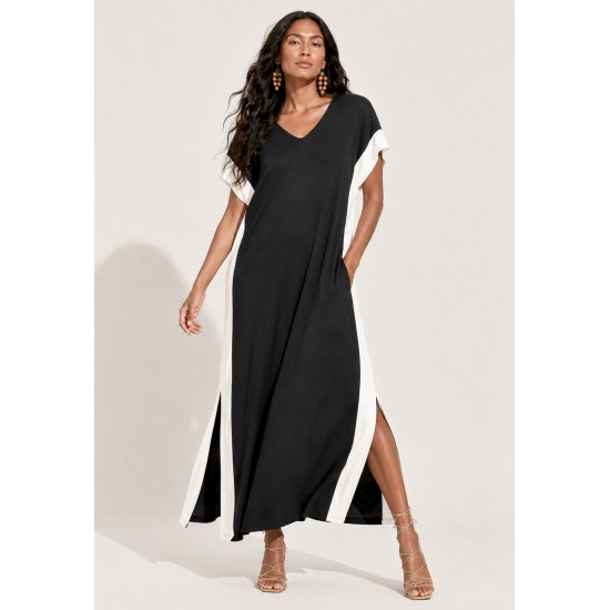 Vestido Bicolor Nheengatu Malha Preto e Branco