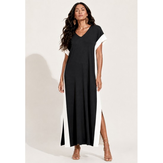 Vestido Bicolor Nheengatu Malha Preto e Branco
