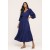 Vestido Longo Plano com Manga e Camadas Azul Marinho