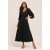 Vestido Longo Plano com Manga e Camadas Preto